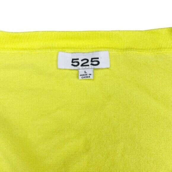 525 America V-Neckline Puffed-Sleeve Ribbed Cropped Cardigan Size Large - Picture 3 of 4